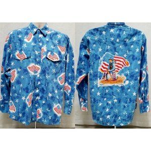 Wrangler Large Calm Before The Storm By R. Langford Pearl Snap Cowboy Shirt